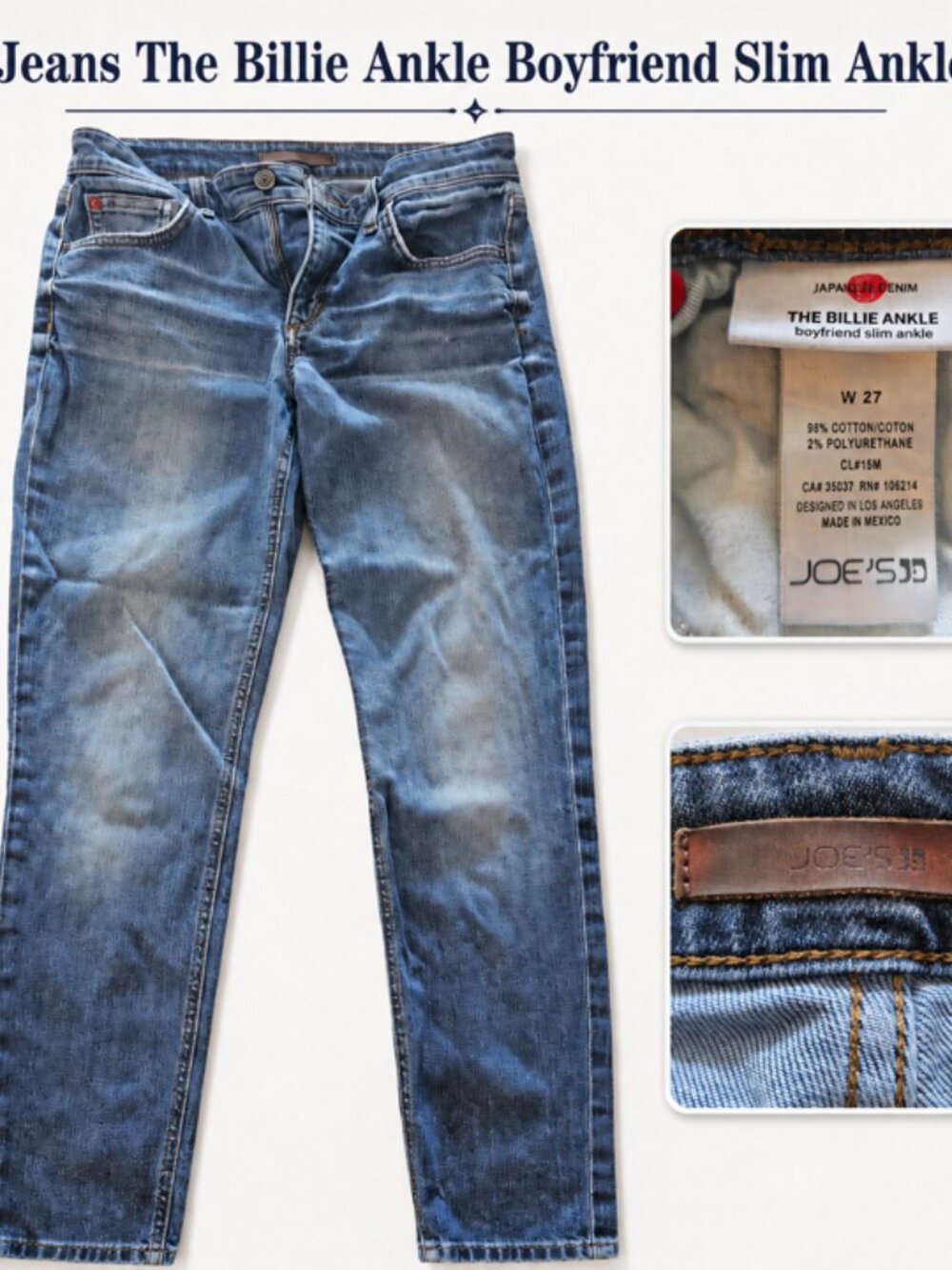 Joe's Jeans The Billie Ankle Japanese Denim Medium Wash Size 27
